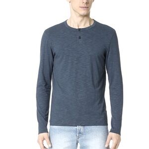 Theory Gaskell HL Coasting‎ Long Sleeve Blue Grey Henley Shirt Men’s Small
